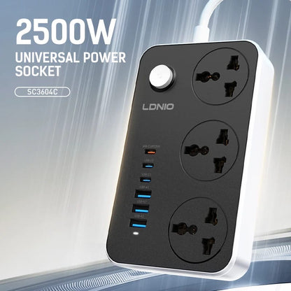 LDNIO SC3412 Power Strip 2500W with 20W USB-C PD & QC3.0