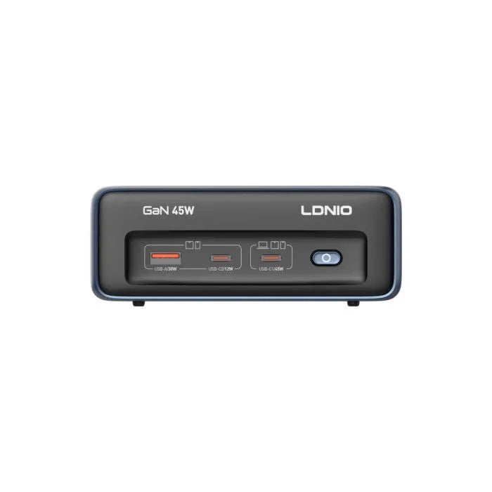 LDNIO Sc1 45W GaN Power Strip – 2 Outlets + 3 USB Ports