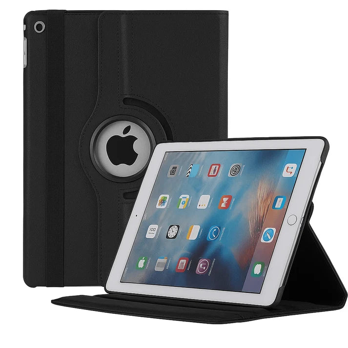 Apple iPad Rotating Book Cover Case – 360° Multi-Angle Stand (Multiple Models & Colors)