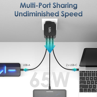 VIP Gan Charger With PD & Usb-C To Usb-C Cable 65w (CH-504)