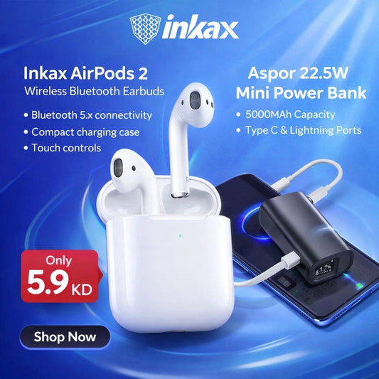 Inkax AirPods 2 + Aspor Mini Power Bank