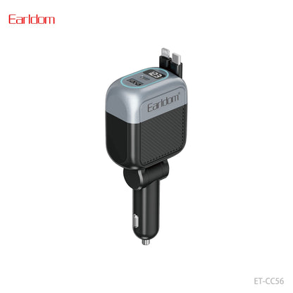 Earldom ET-CC56 Multi-Port Car Charger with Built-in Cable