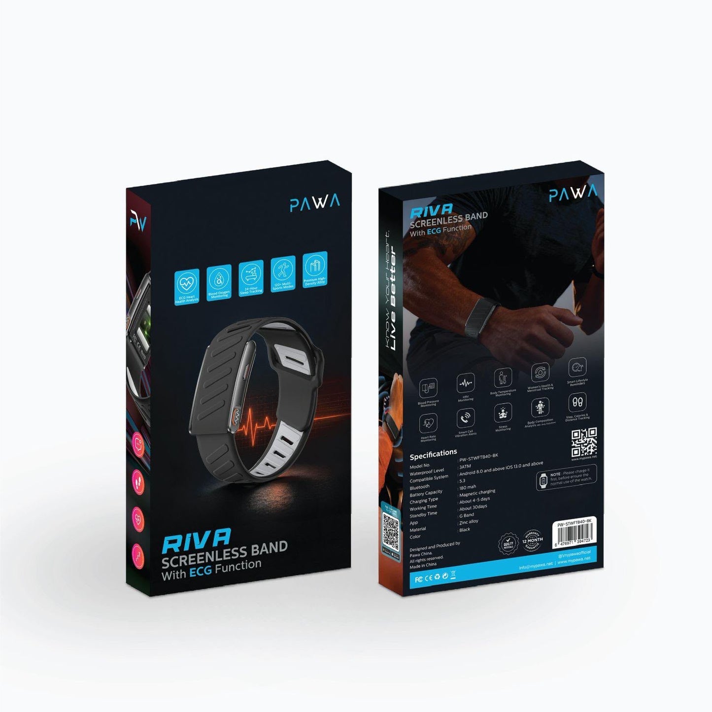 Pawa Riva Screenless Smart Band with ECG & 24/7 Health Monitoring