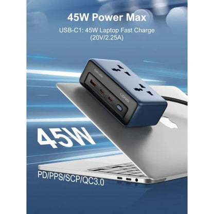 LDNIO Sc1 45W GaN Power Strip – 2 Outlets + 3 USB Ports