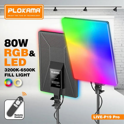 PLOKAMA LIVE P19 Pro 80W RGB LED Fill Light Studio Panel