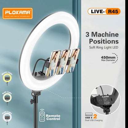PLOKAMA LIVE R45 18 Inch LED Ring Light 450mm Soft Light