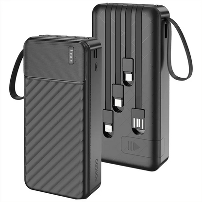 20,000mAh Power Bank Porodo Piano Built-in Cables Fast Charging - Black