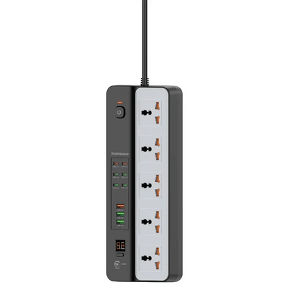 Porodo 3000W Power Strip 5AC Universal With 9 USB Ports Black