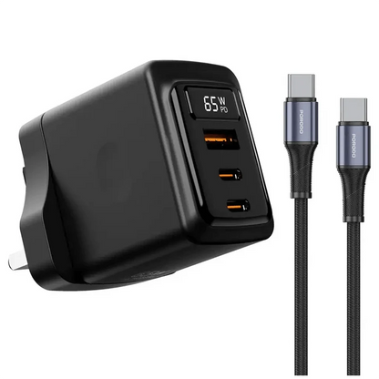 Porodo GaN 65W Multi-Port Wall Charger
