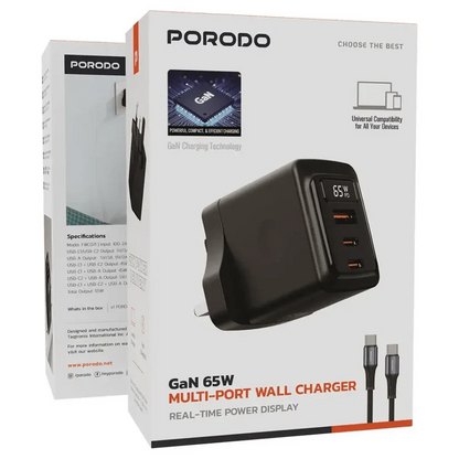 Porodo GaN 65W Multi-Port Wall Charger
