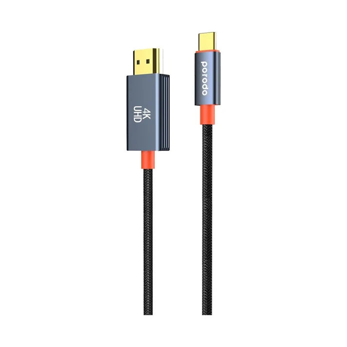 Porodo 2M Woven Cable Type-C to HDMI - Black