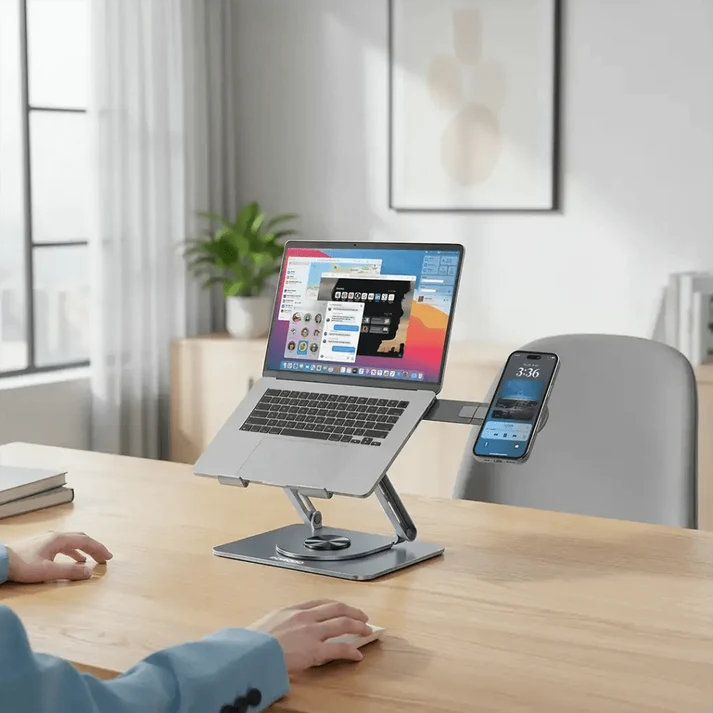 Porodo 360° Foldable Laptop Stand with MagSafe Holder Gray