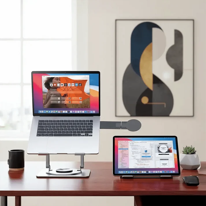 Porodo 360° Foldable Laptop Stand with MagSafe Holder Gray