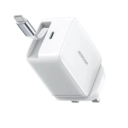Joyroom 67W GaN Fast Charger with Retractable Cable – UK Plug, White (JR-TCL06)