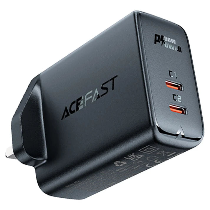Acefast A32 GaN 50W Fast Charger – Dual USB-C | UK Plug