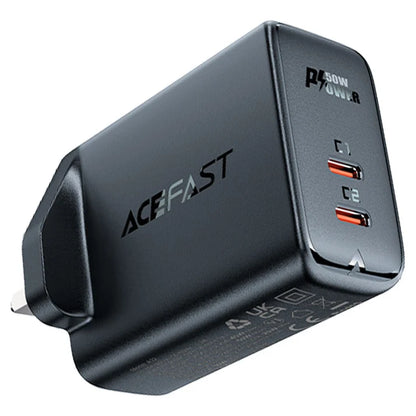 Acefast A32 GaN 50W Fast Charger – Dual USB-C | UK Plug
