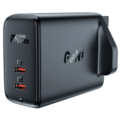 Acefast A32 GaN 50W Fast Charger – Dual USB-C | UK Plug
