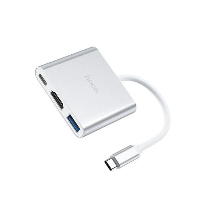 HB14 Easy use Type-C adapter(Type-C to USB3.0+HDMI+PD) - Silver