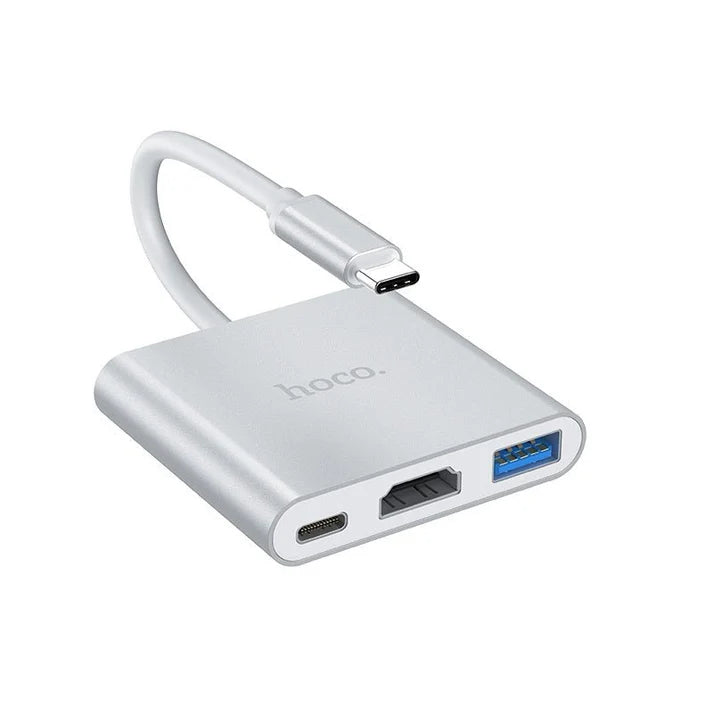 HB14 Easy use Type-C adapter(Type-C to USB3.0+HDMI+PD) - Silver