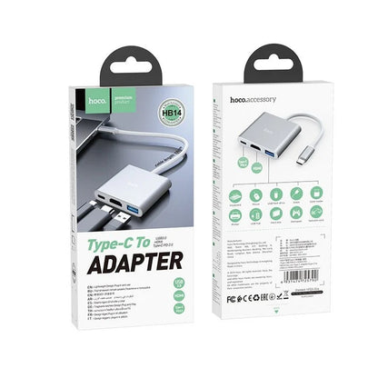 HB14 Easy use Type-C adapter(Type-C to USB3.0+HDMI+PD) - Silver