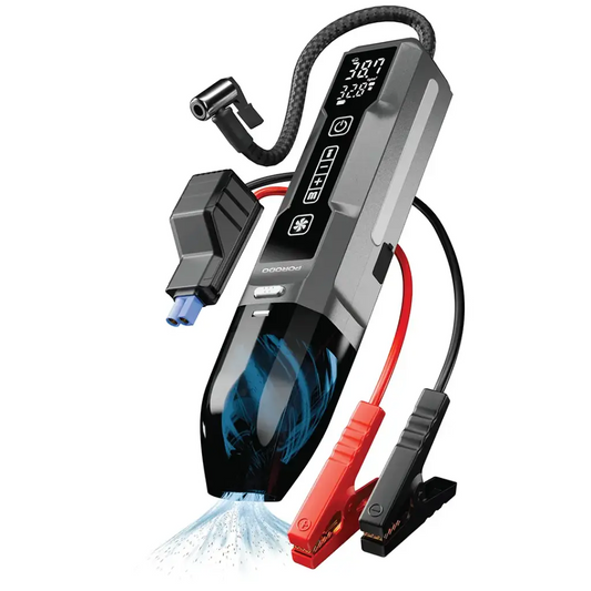 Porodo Ignatov Jump Starter & Air Pump with Handheld Vacuum & USB-C Recharge – Black