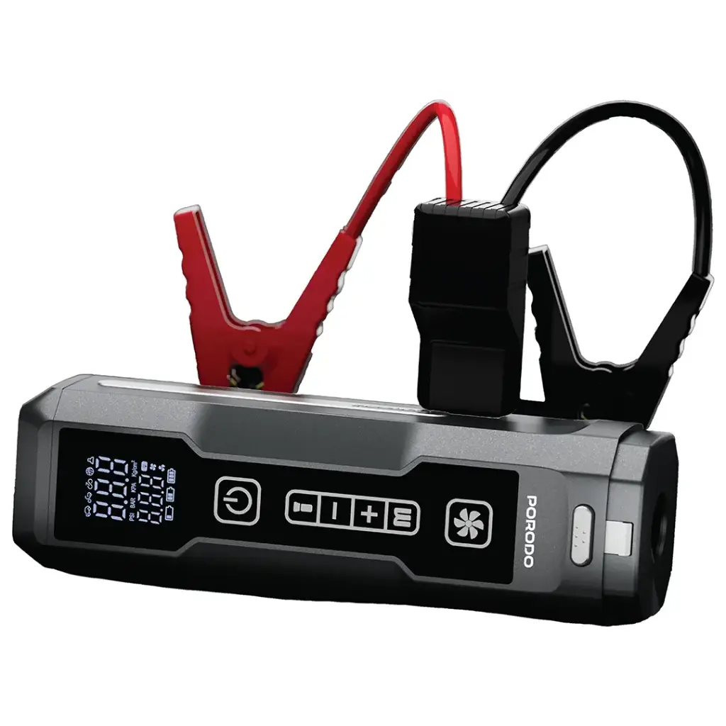 Porodo Ignatov Jump Starter & Air Pump with Handheld Vacuum & USB-C Recharge – Black