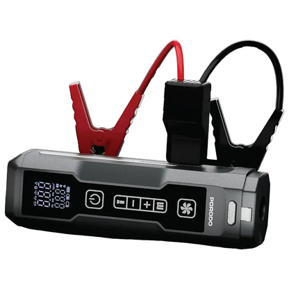 Porodo Ignatov Jump Starter & Air Pump with Handheld Vacuum & USB-C Recharge – Black