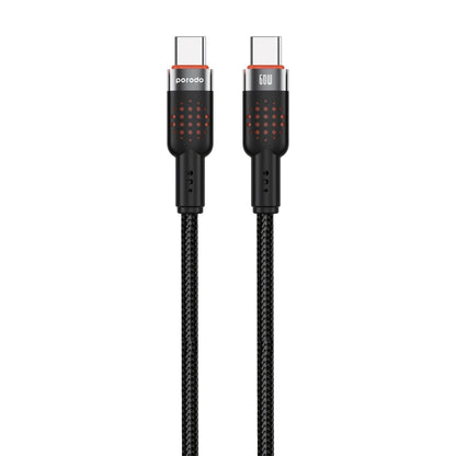 Porodo USB-C to USB-C Aluminum Braided Cable – Black