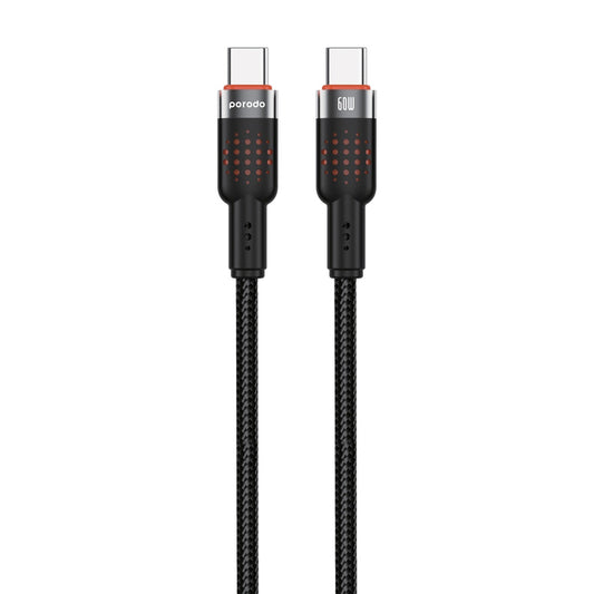 Porodo USB-C to USB-C Aluminum Braided Cable – Black