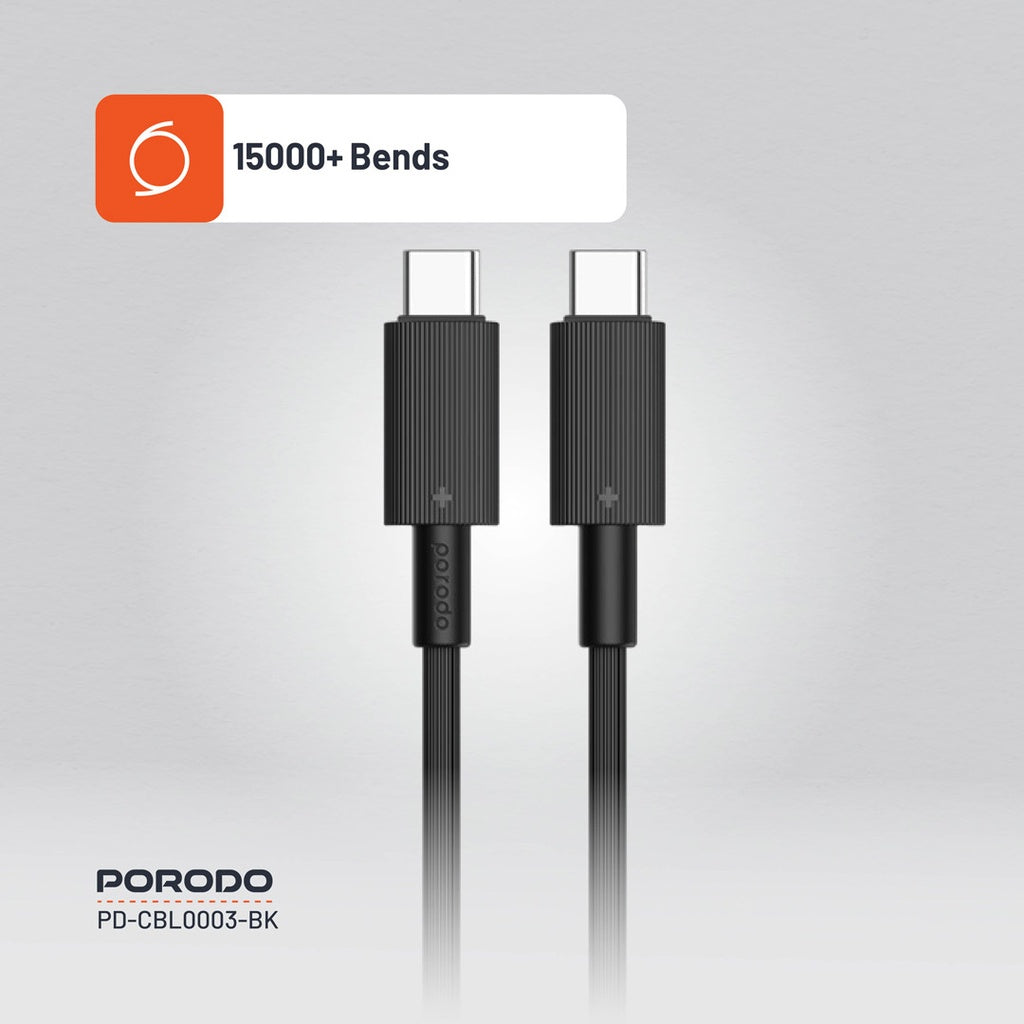 Porodo USB-C to USB-C Durable Charging Cable – Black