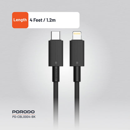 Porodo USB-C to Lightning Durable Charging Cable – Black