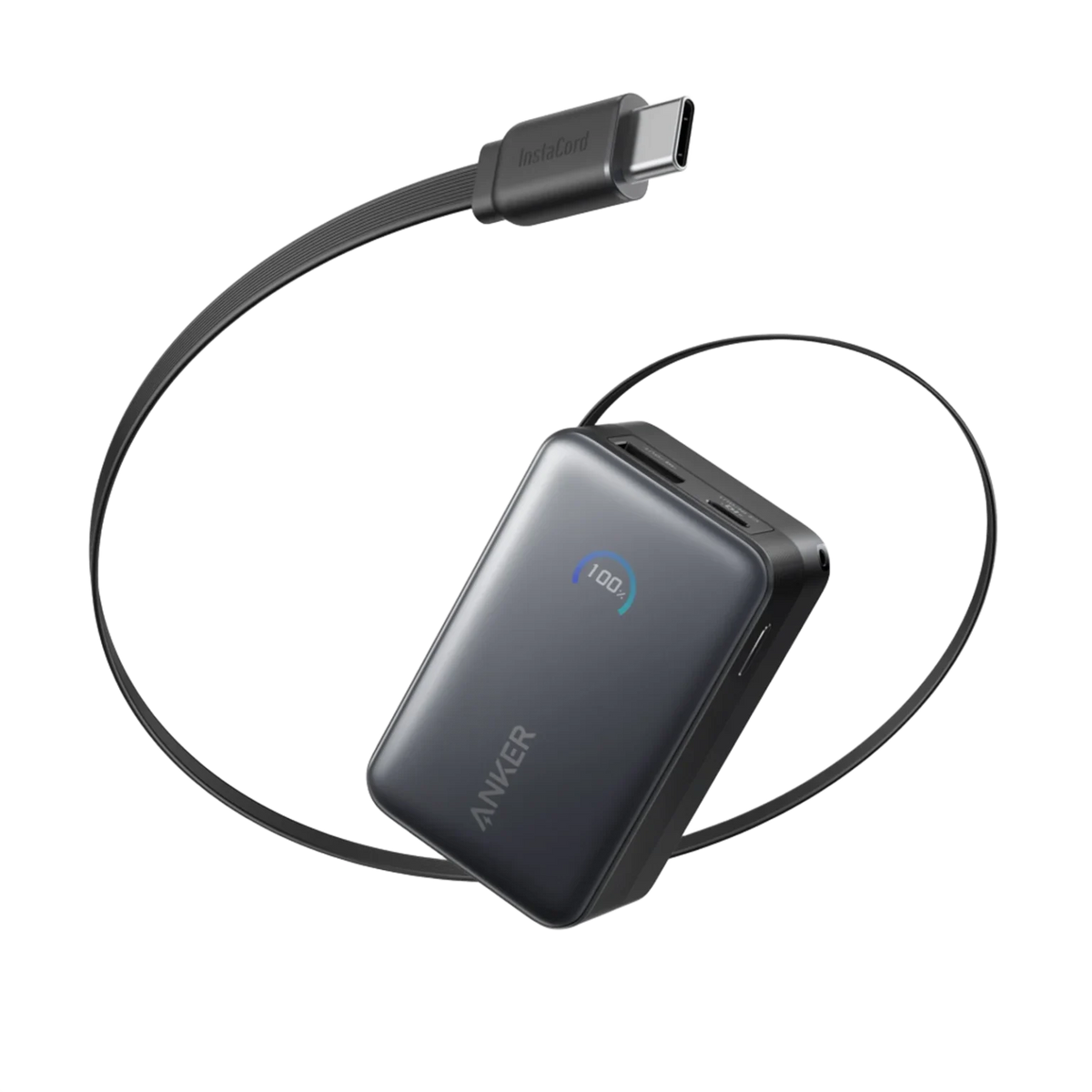 Anker Nano Power Bank (10K, 45W, Built-In Retractable USB-C Cable) – Black