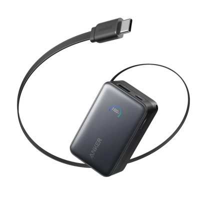 Anker Nano Power Bank (10K, 45W, Built-In Retractable USB-C Cable) – Black