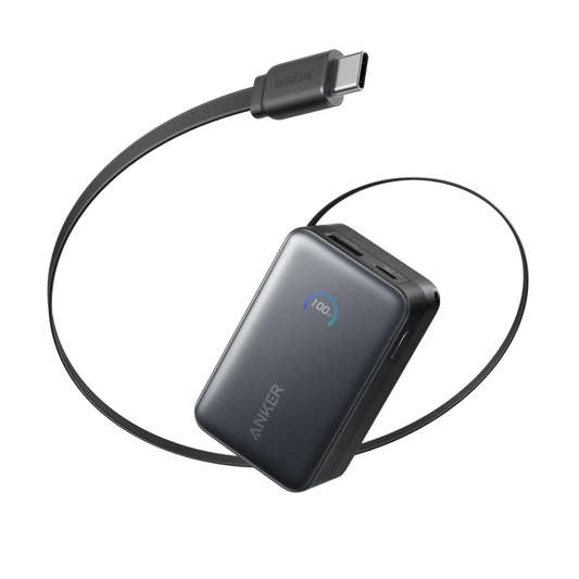 Anker Nano Power Bank (10K, 45W, Built-In Retractable USB-C Cable) – Black