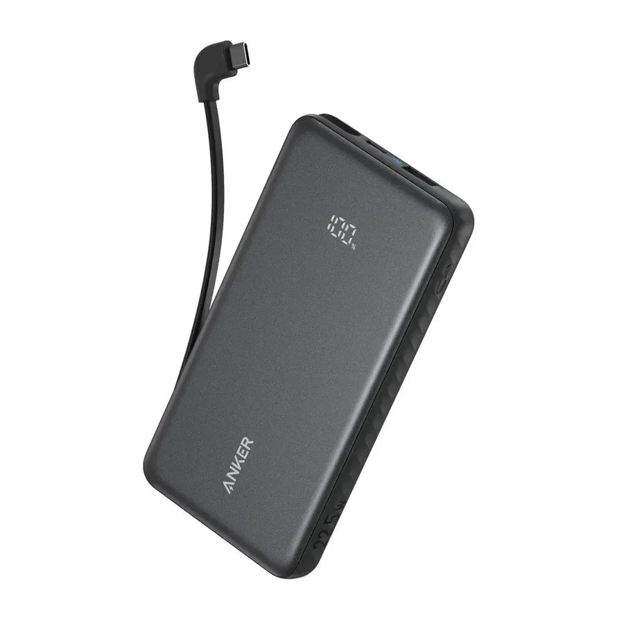 Anker Zolo Power Bank (10K, 22.5W, Built-In USB-C Cable) - Black