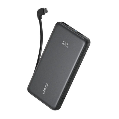 Anker Zolo Power Bank (10K, 22.5W, Built-In USB-C Cable) - Black