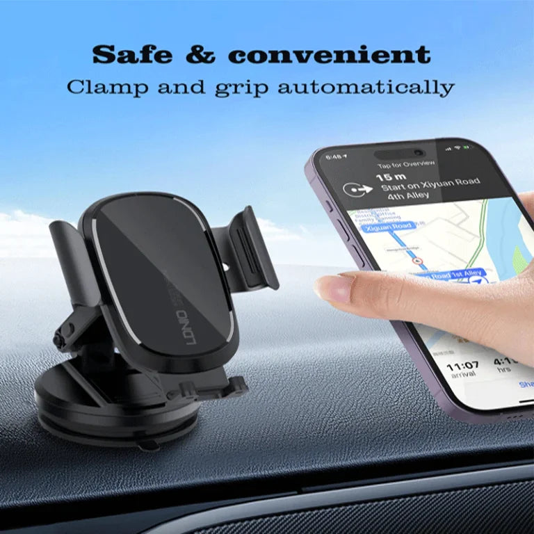 حامل شحن لاسلكي للسيارة Ldnio MW21-1 بقوة 15 وات - أسود