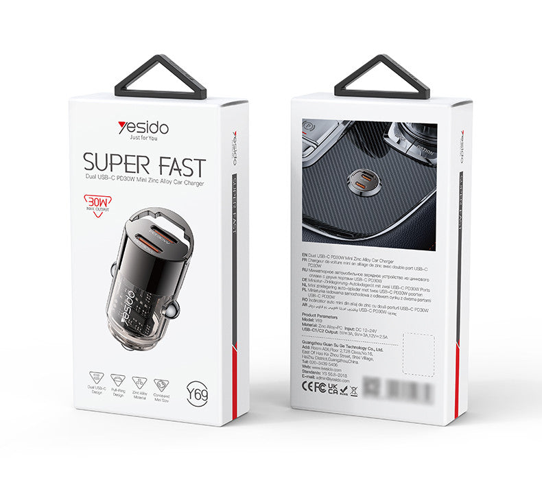 Yesido Y69 Dual-Port Type-C Fast Car Charger