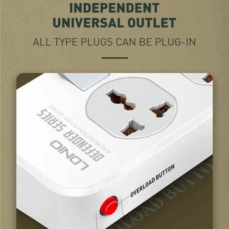 وصلة طاقة Ldnio 2500 واط مع 4 منافذ USB-A و4 مقابس طاقة SC4408