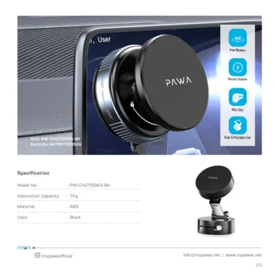 Pawa Vacuum Suction Phone Mount With N56 Magnet