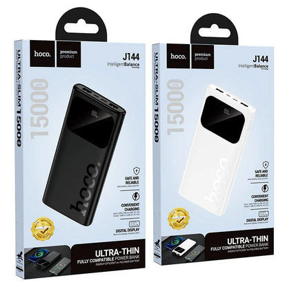 Hoco J144 15000mAh Ultra-Thin Dual USB Power Bank with Digital Display