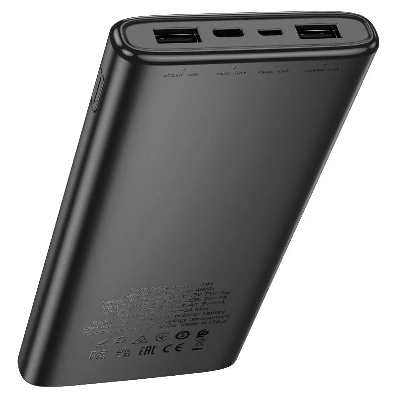Hoco J144 15000mAh Ultra-Thin Dual USB Power Bank with Digital Display