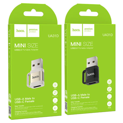 HOCO ADAPTER UA31D USB-A TO TYPE-C – BLACK