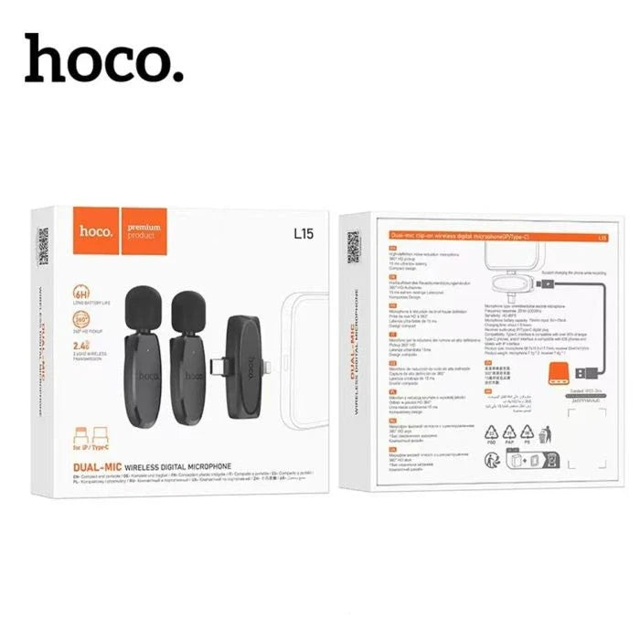 HOCO L15 DUAL LAVALIER MICROPHONE TYPE-C & Lightening
