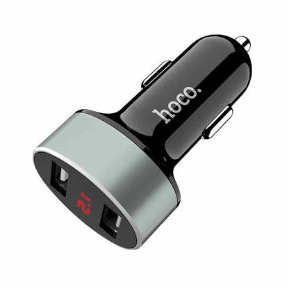 شاحن سيارة Hoco Z26 «ثناء عالي» شاشة رقمية ومنفذ USB مزدوج