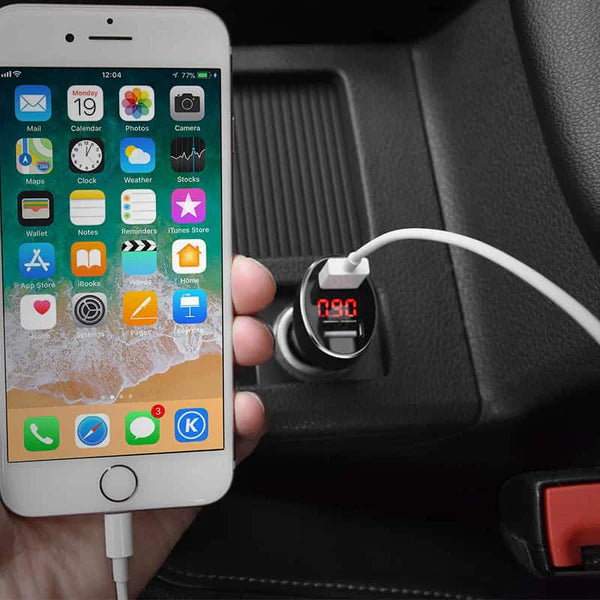 شاحن سيارة Hoco Z26 «ثناء عالي» شاشة رقمية ومنفذ USB مزدوج