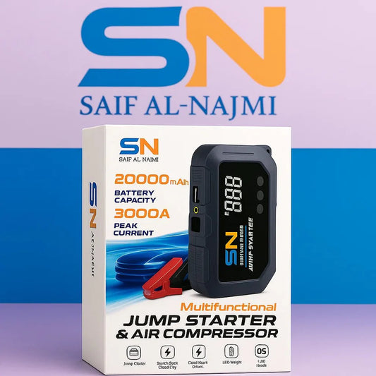 SN 20000mAh Multifunctional Jump Starter & Air Compressor – 3000A Peak Car Booster Power Bank